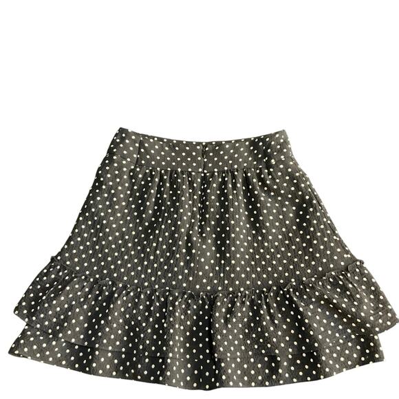 Sezane Black and Cream Poka Dot Ruffle Mini Skirt Size Size 36 (US 4) - Picture 2 of 7